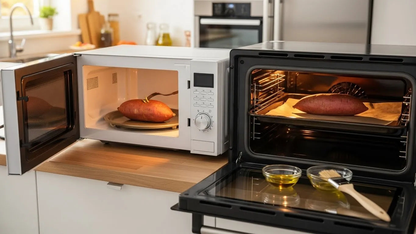 Sweet Potato Microwave Then Oven Dual Cook