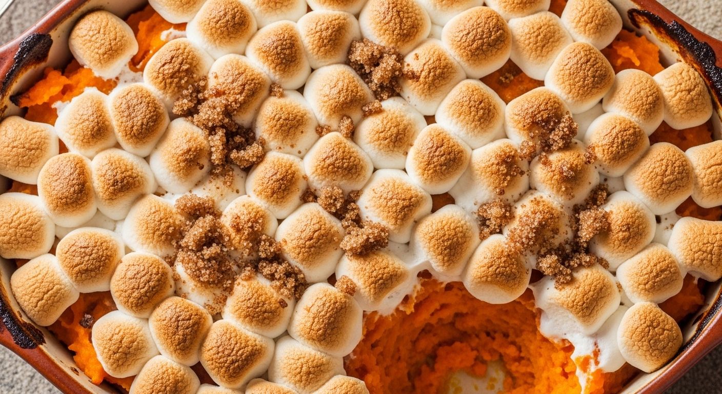 sweet potato with marshmallows and brown sugar