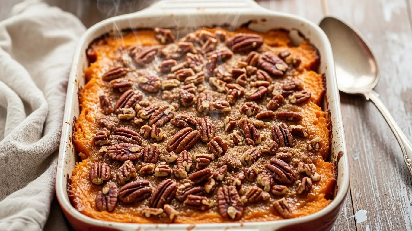 sweet potato with pecans and brown sugar