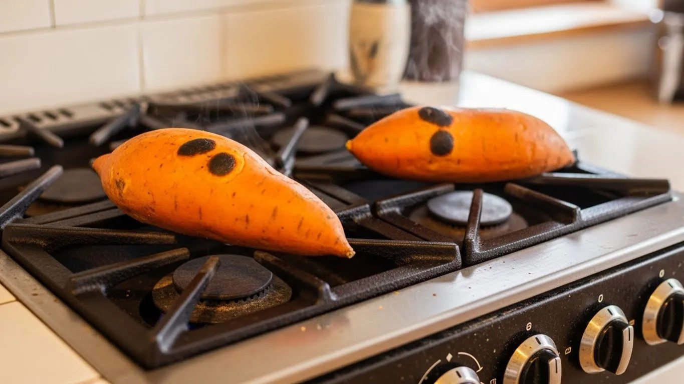 sweet potatoes on stove