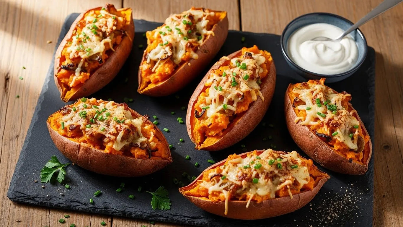 twice baked sweet potatoes savory