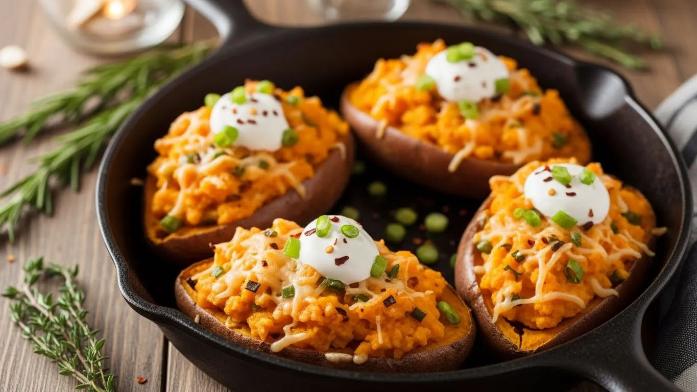 Twice Baked Sweet Potatoes Savory Flavor Boost