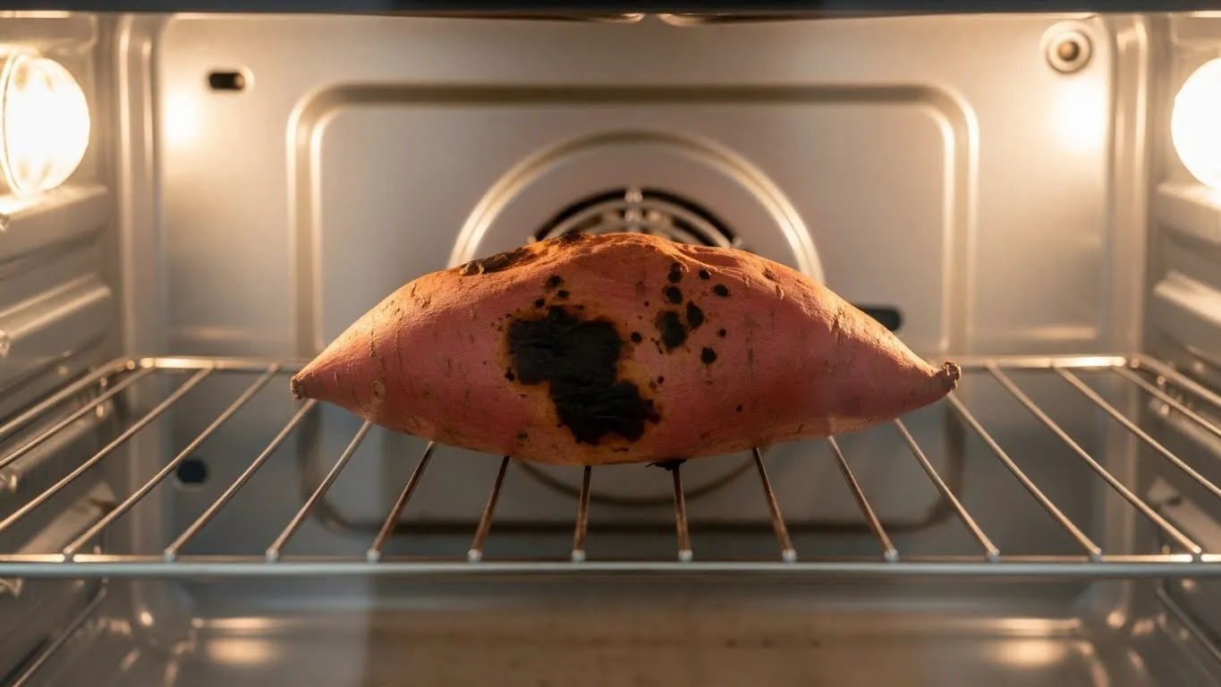 whole sweet potato in oven