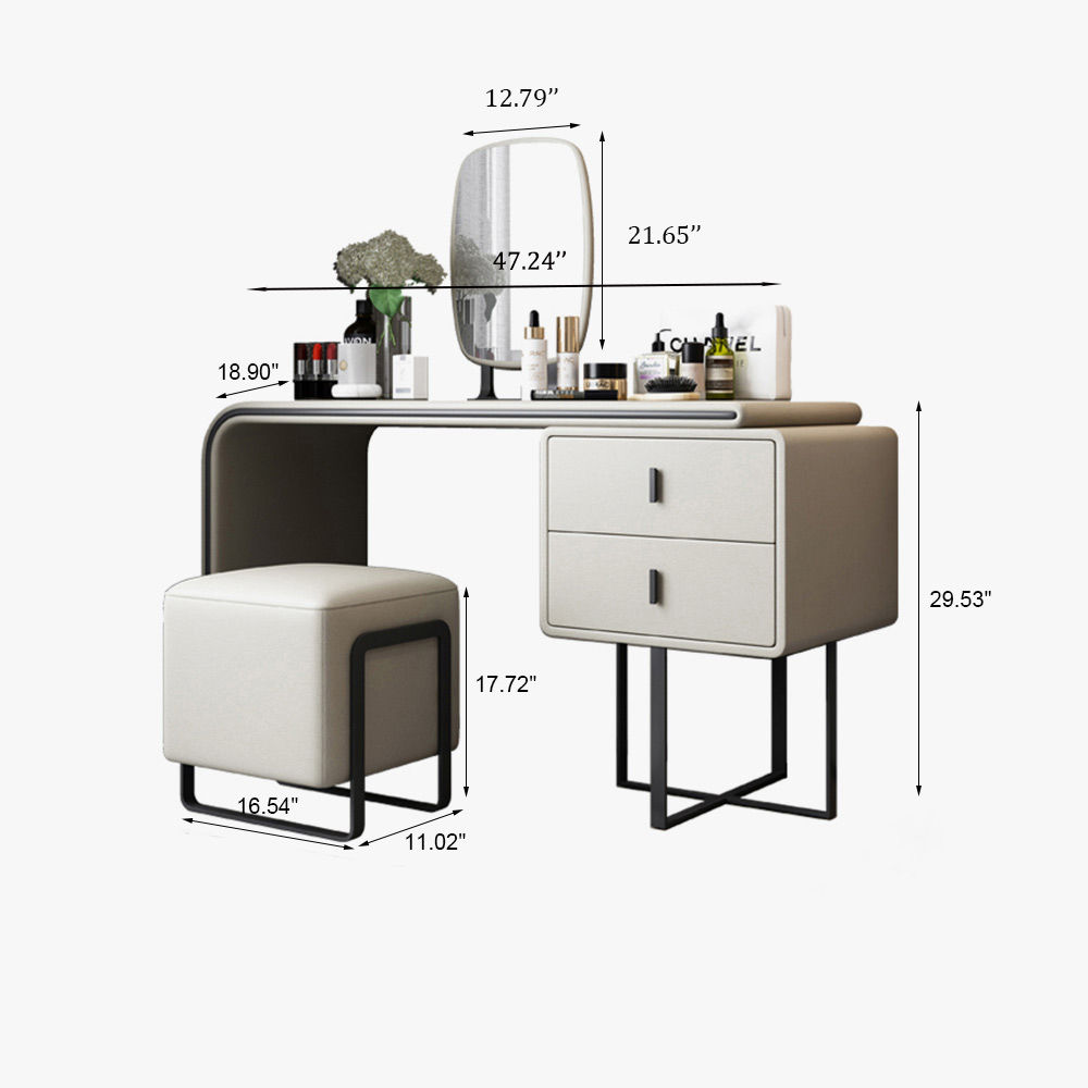 Metal Leg Beige MDF Makeup Vanities