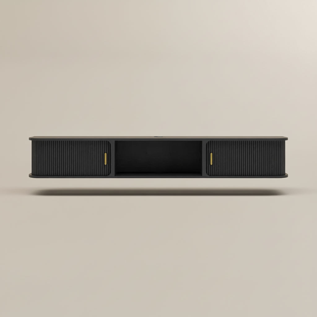 Floating Black Plywood TV Stands