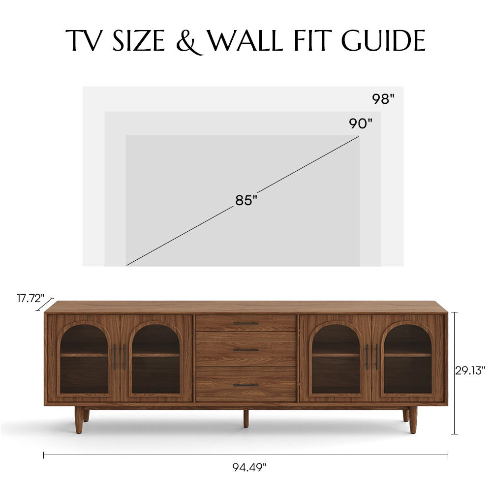 Solid Wood Walnut Color Engineered Wood TV Stands