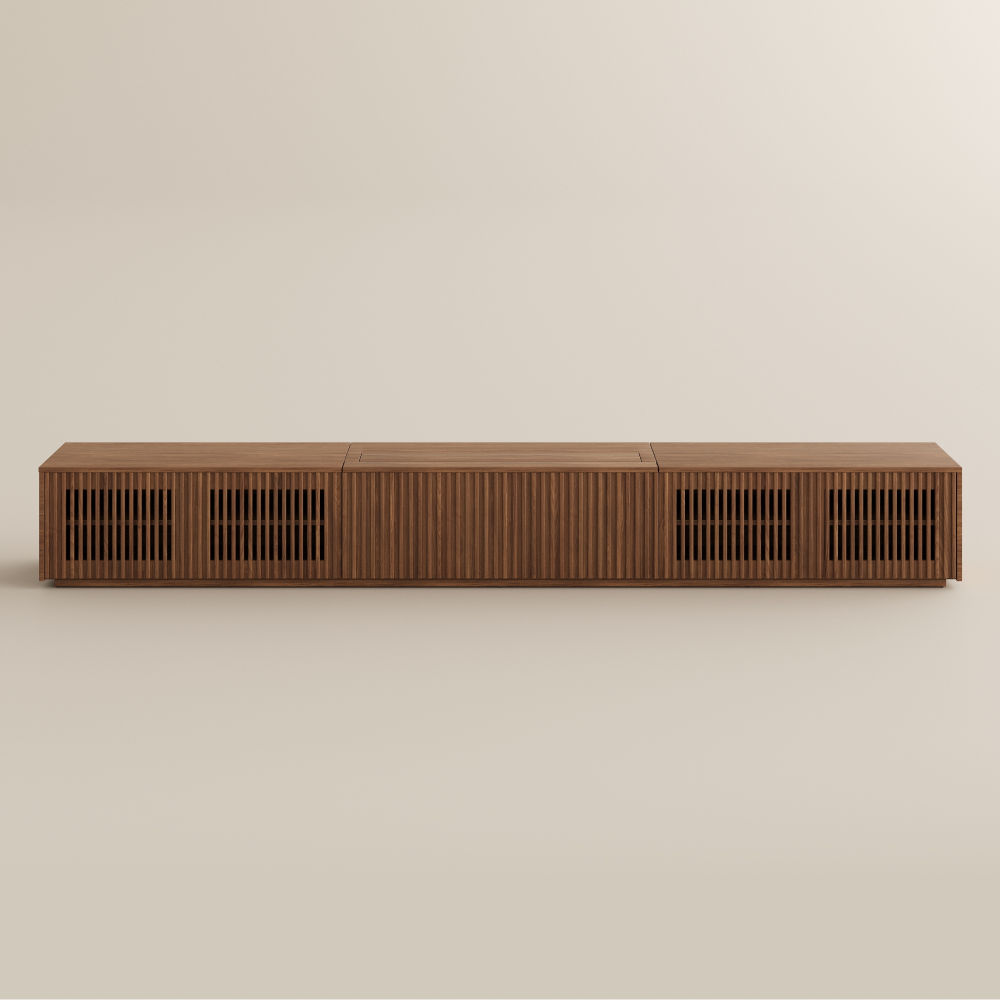 with Storage Walnut Color Wood Electric TV Stands