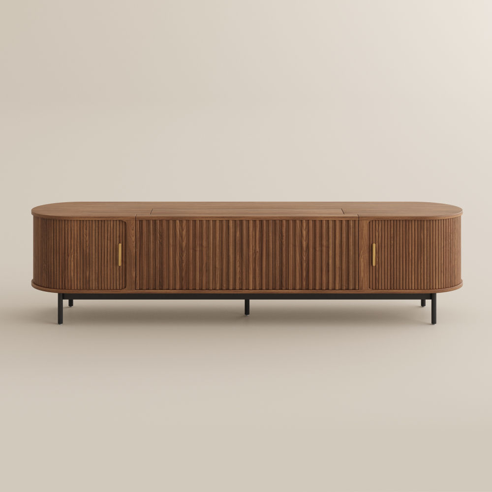 Walnut Color MDF Electric TV Stands