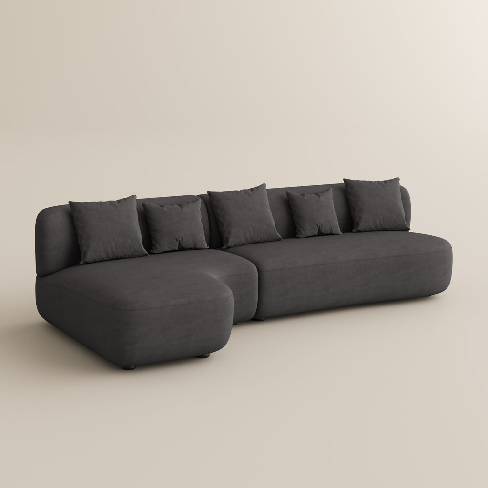 Partly Assemble Dark Gray Cat Scratch Cloth Sectionals
