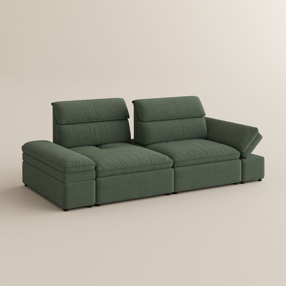 Partly Assemble Dark Green Fabric Modular Sofas