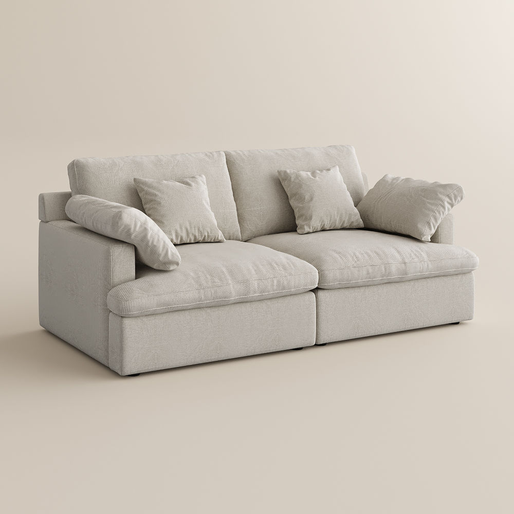 Fabric Beige Chenille Fabric Modular Sofas