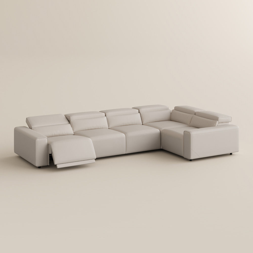 Benjamin Beige Eco-friendly Microfiber Leather Modular Sofas