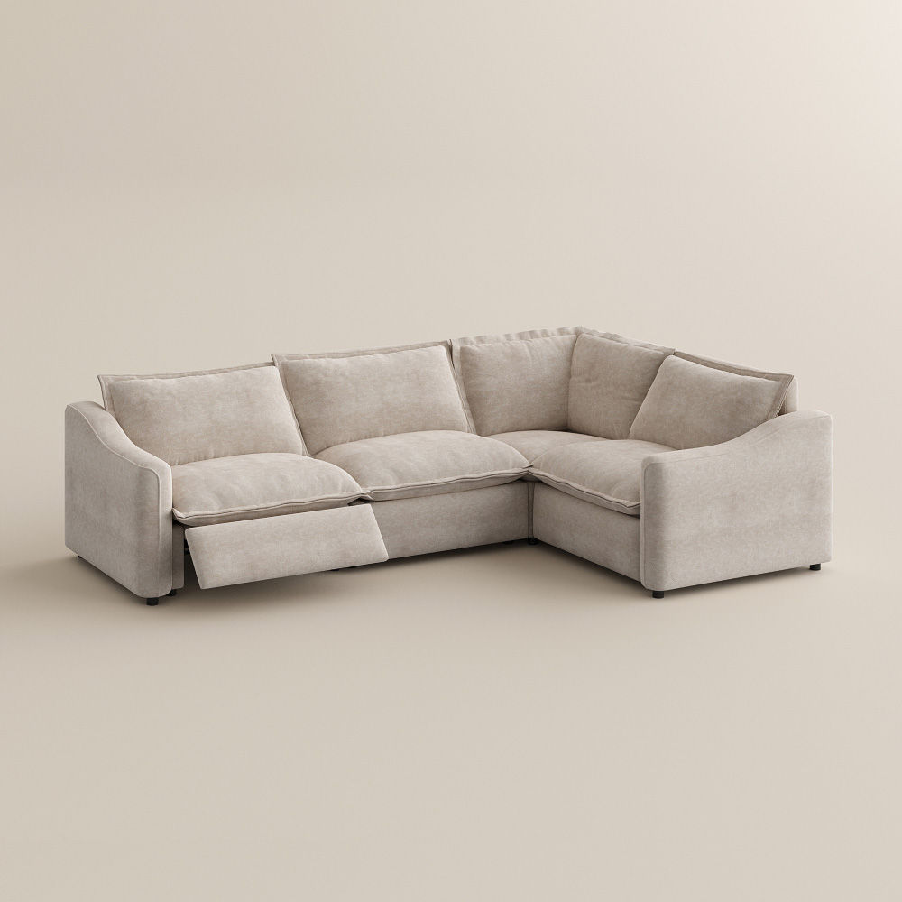 Down Beige Pet-Friendly Fabric Modular Sofas