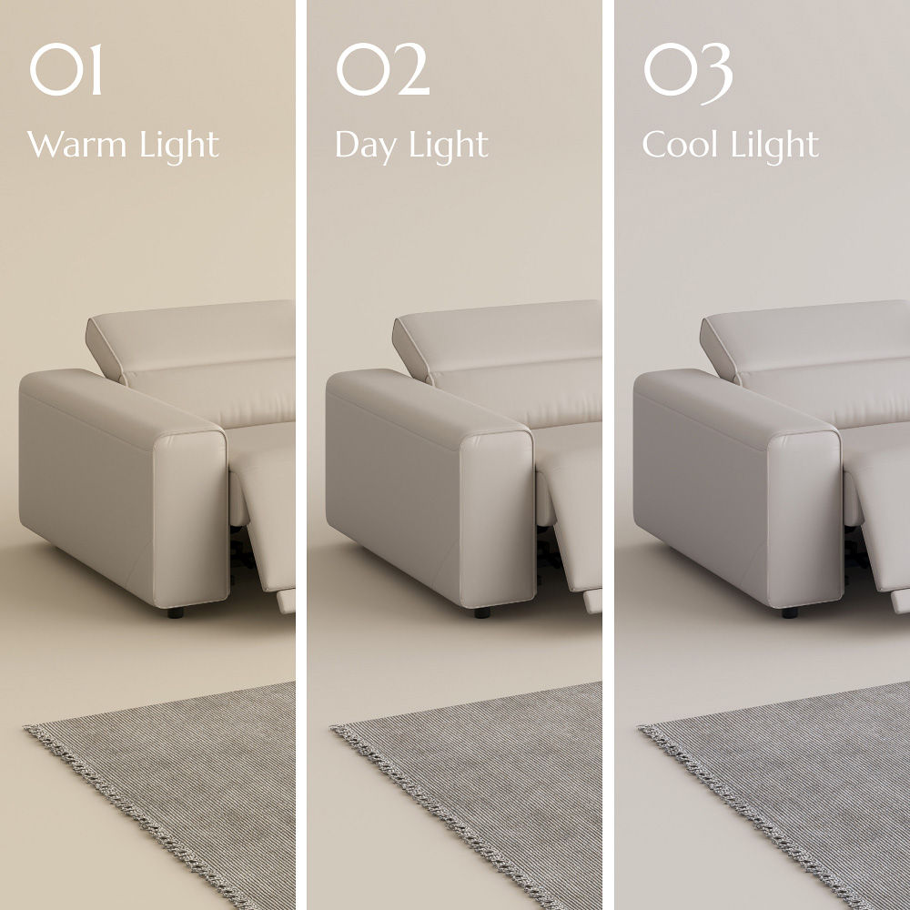 Modern Minimalist Beige Leather Modular Sofas