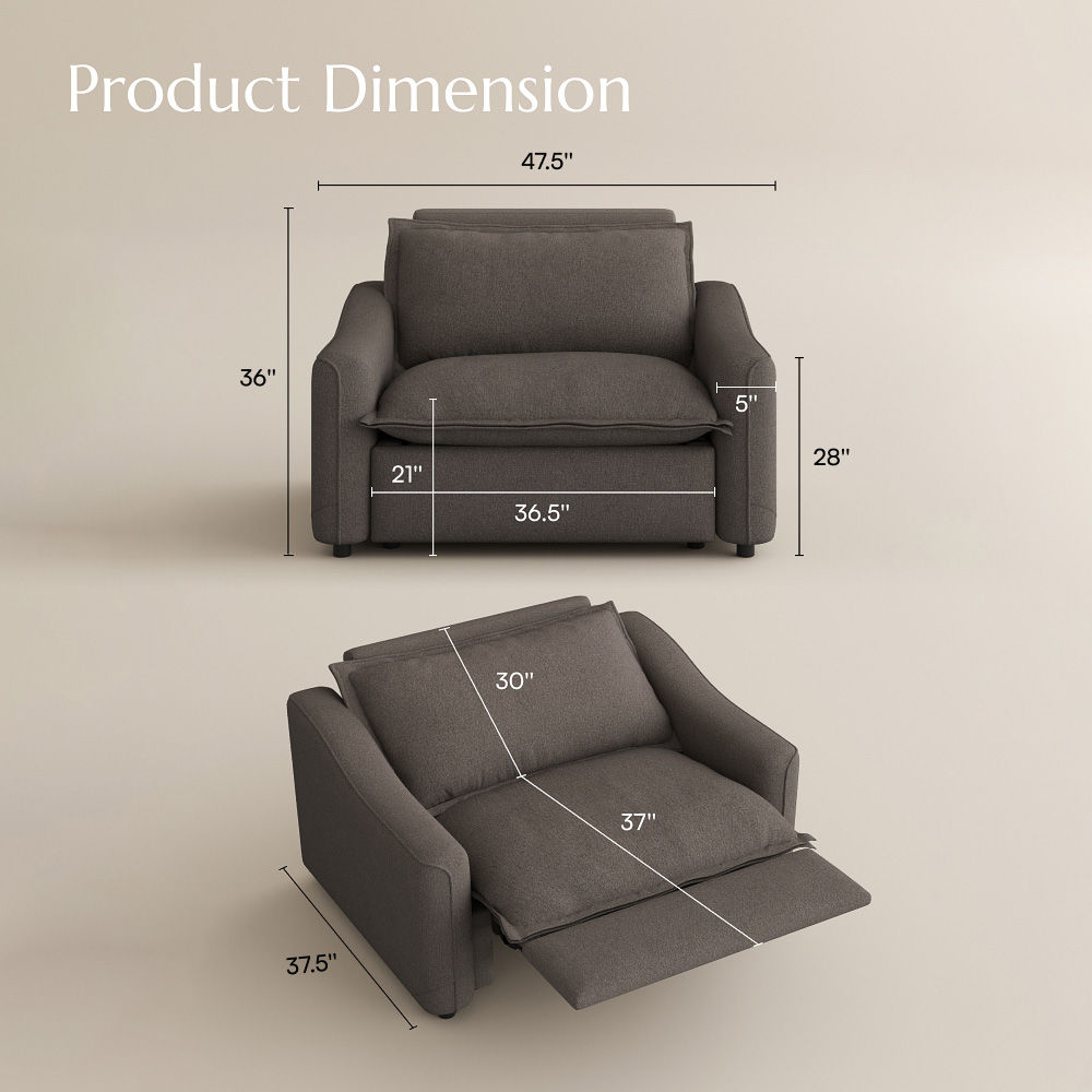 Deep Seat Dark Gray Linen Recliners
