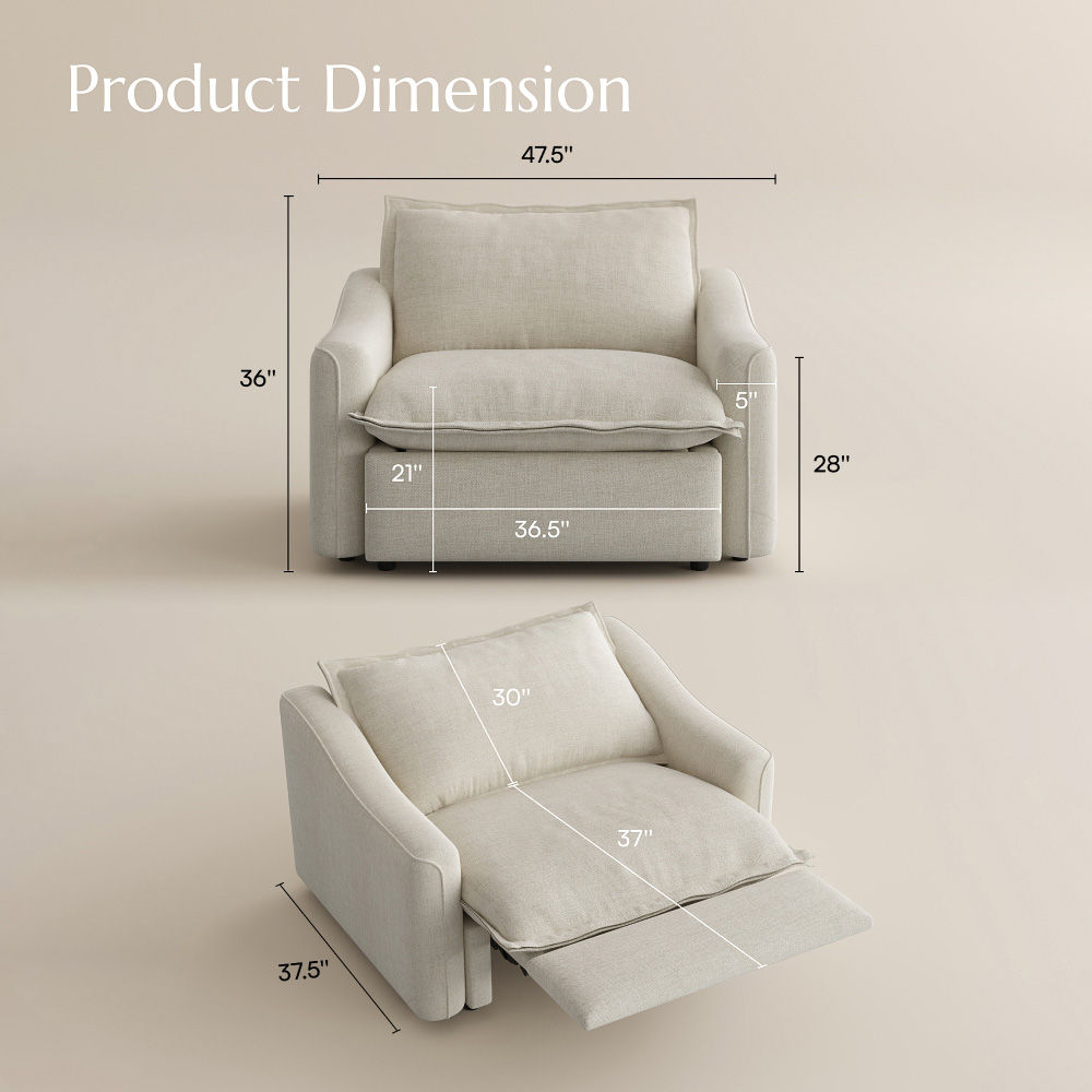 Deep Seat Beige Velvet Smart Furniture