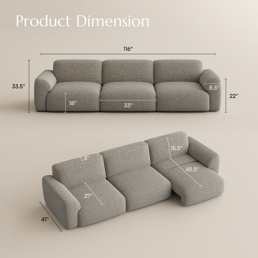 Easy Assembly Light Brown Chenille Fabric Power Reclining Sofas