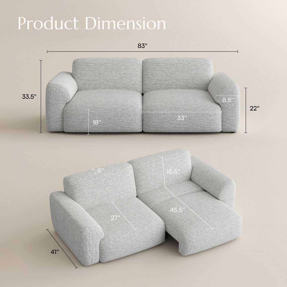 Electric Light Gray Chenille Fabric Power Reclining Sofas