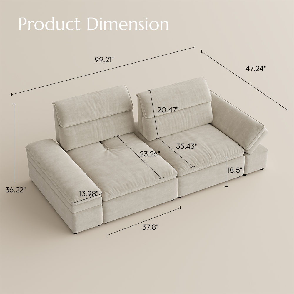 Partly Assemble Beige Fabric Modular Sofas
