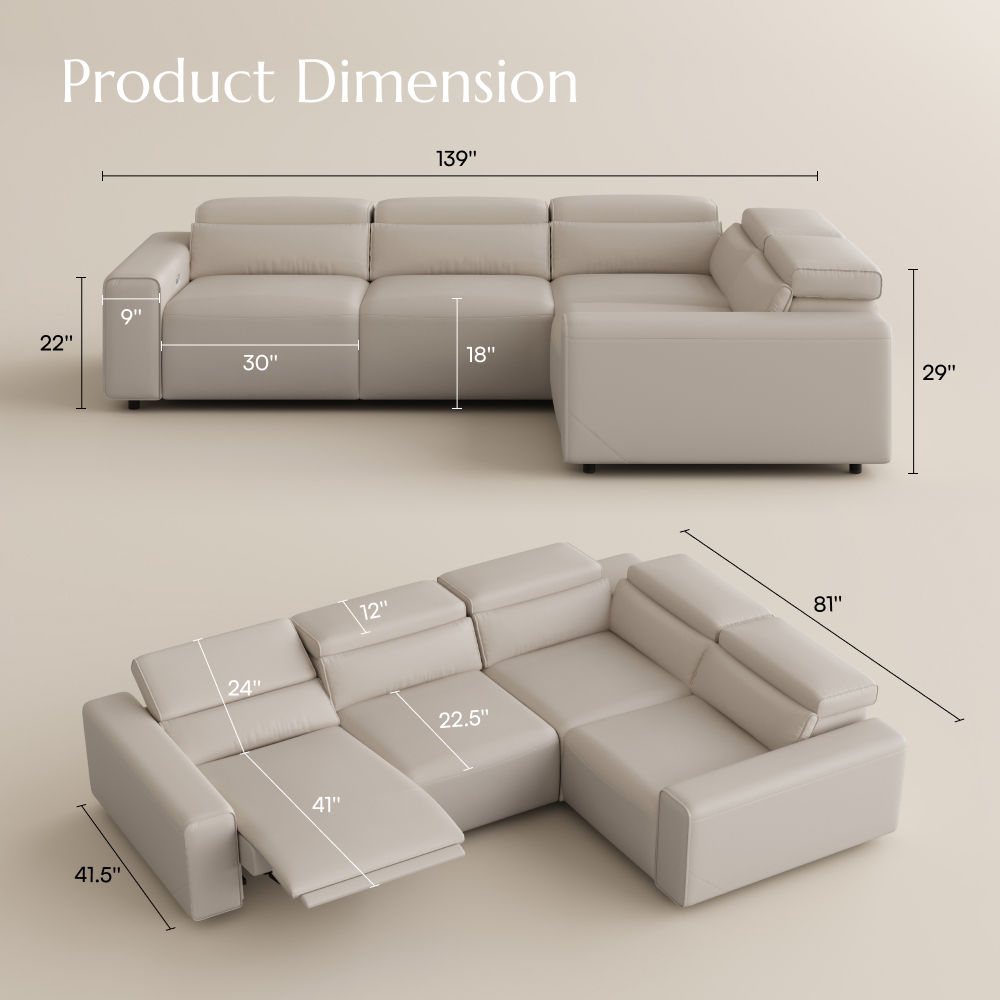 Beige Eco-friendly Microfiber Leather Smart Furniture