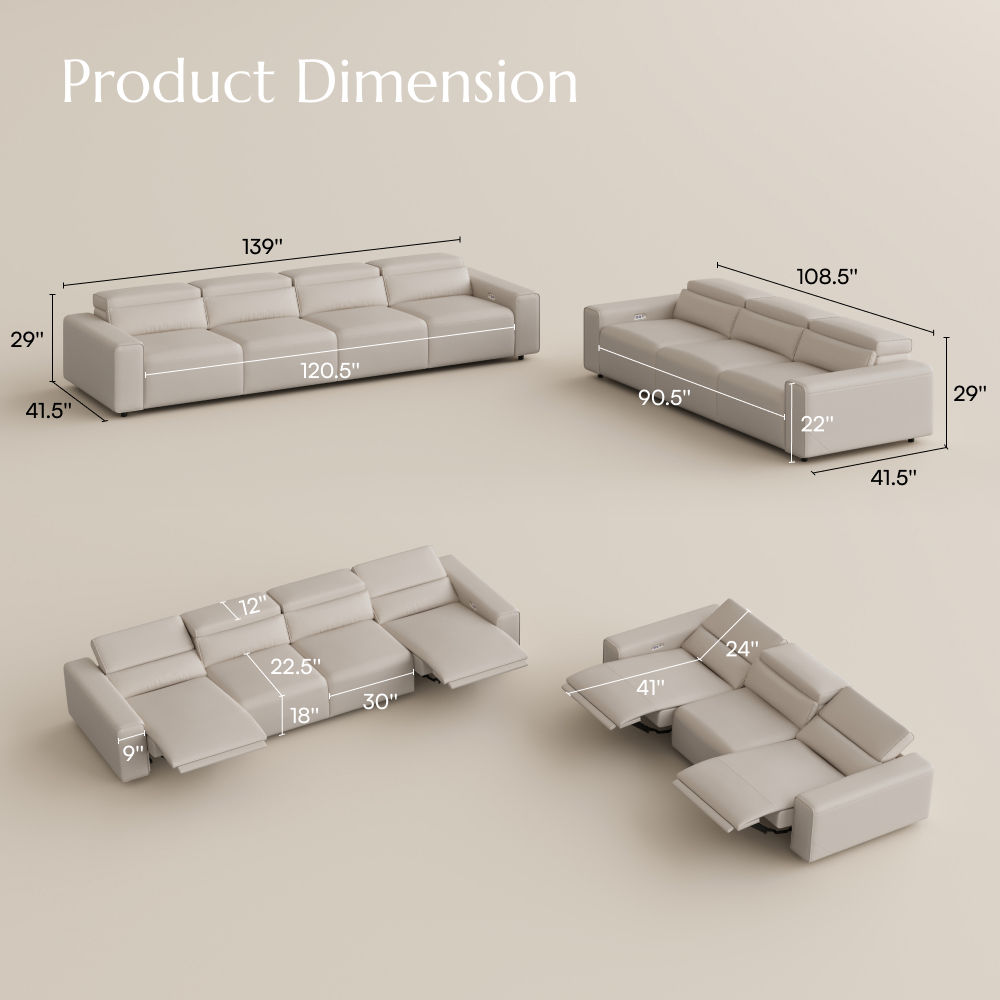 Power Outlet Beige Eco-friendly Microfiber Leather Smart Furniture