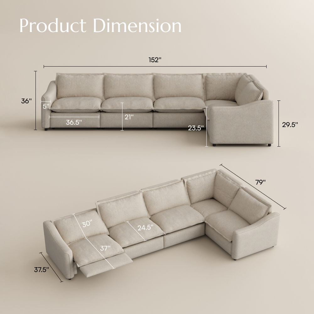 Beige Linen Modular Sofas