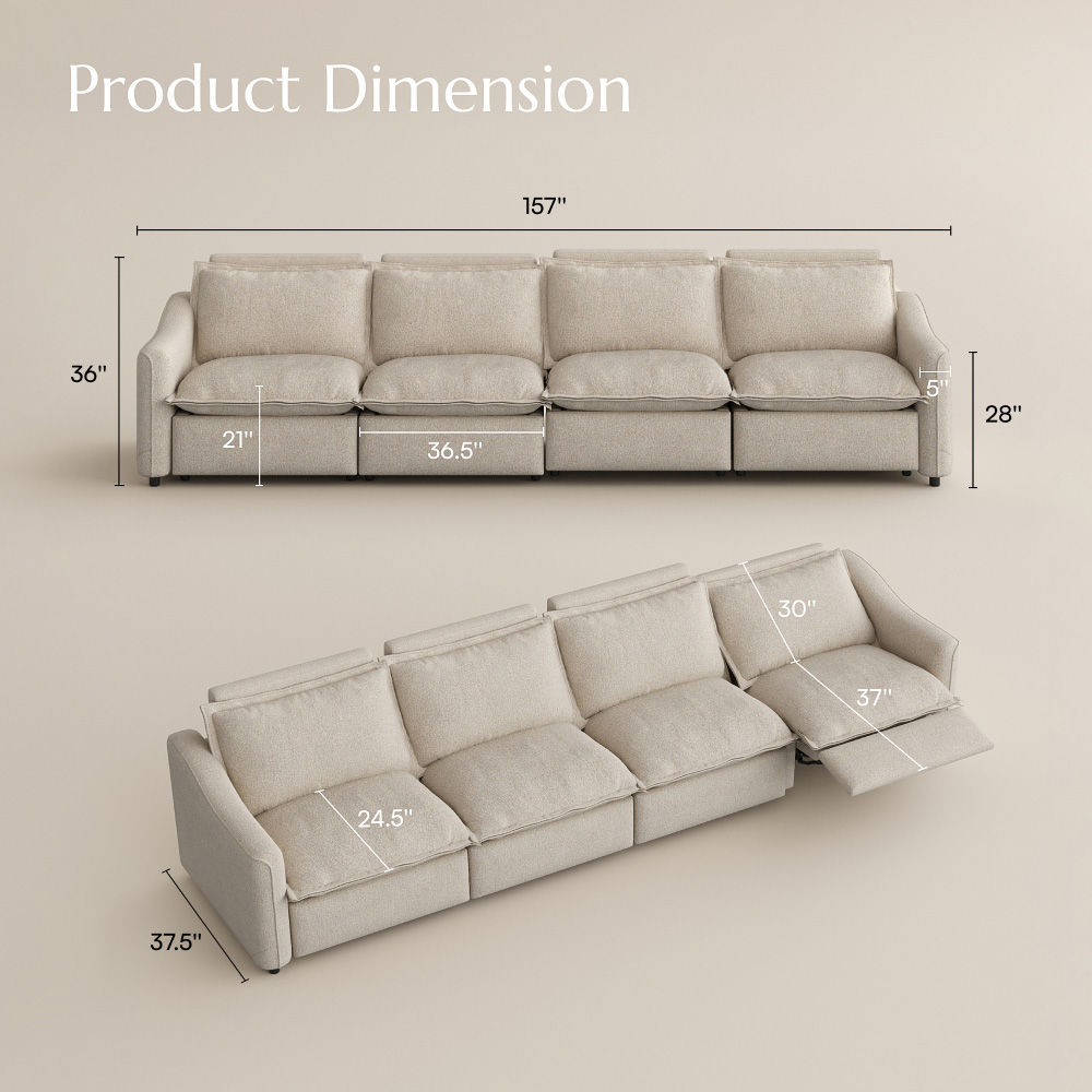 4-5 Seater Beige Linen Smart Furniture