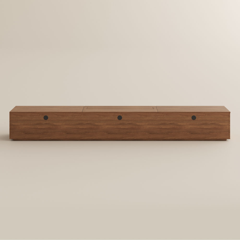 with LED Lights Walnut Color Wood Electric TV Stands