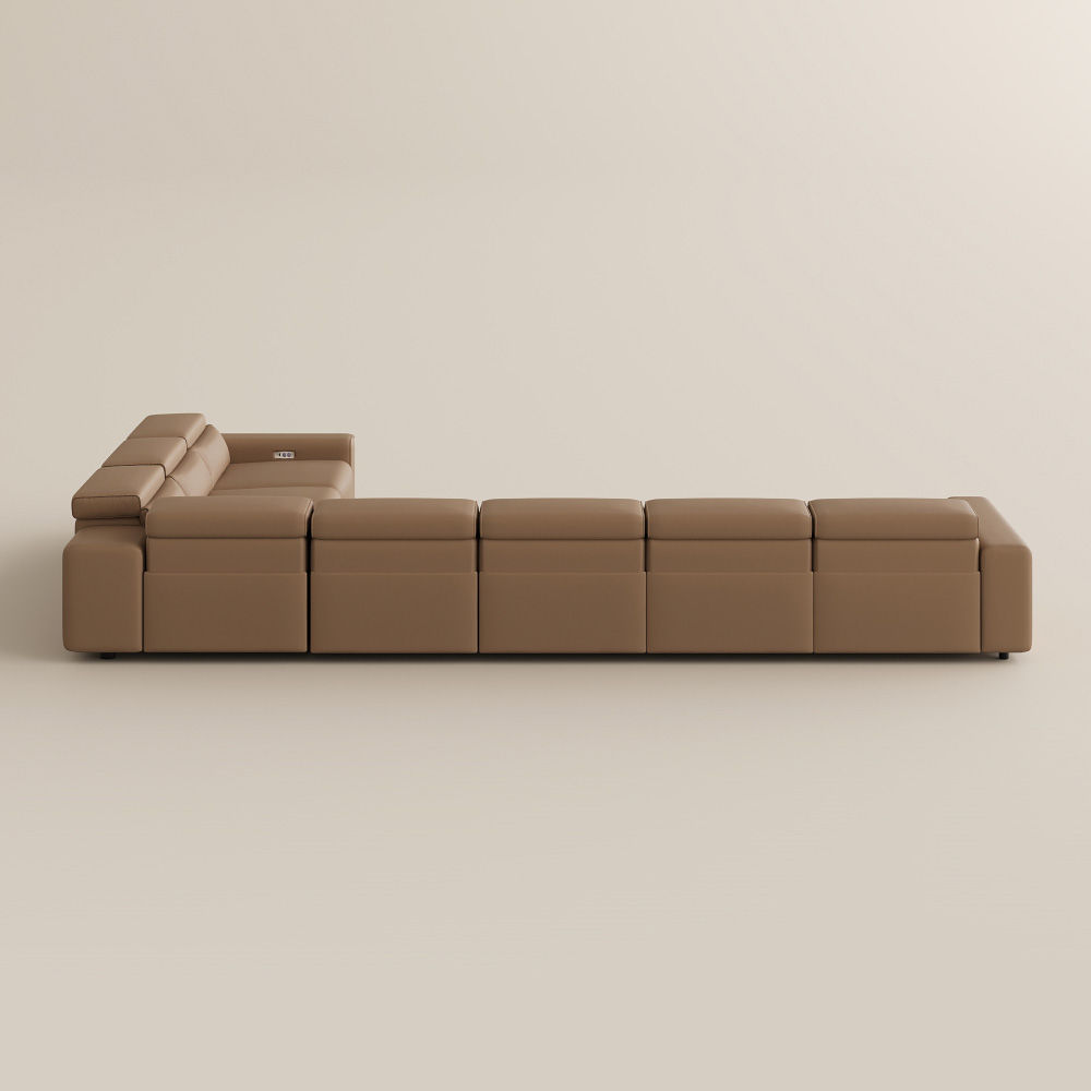 Comfortable Khaki Eco-friendly Microfiber Leather Modular Sofas