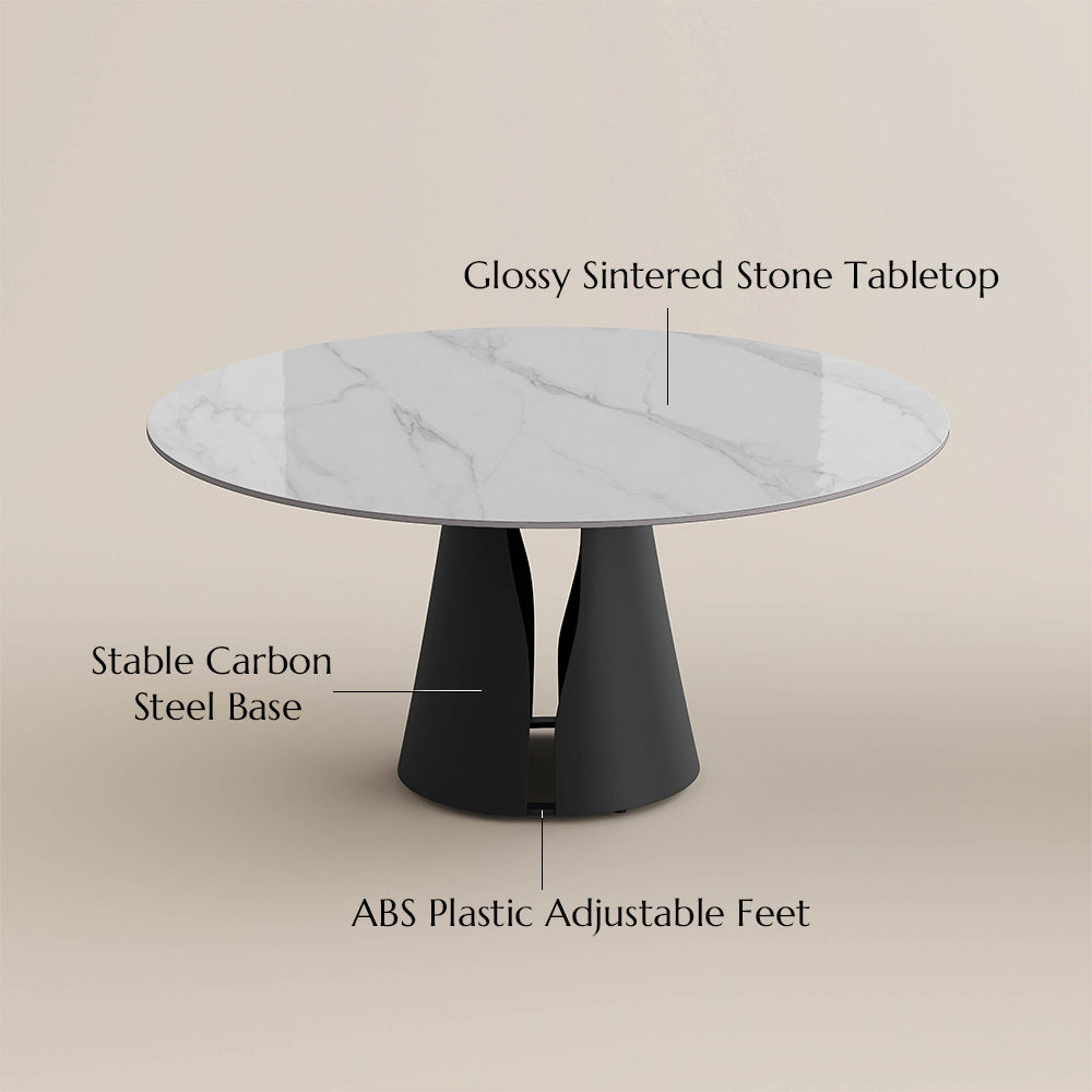 Black White & Black Glossy Sintered Stone Dining Tables