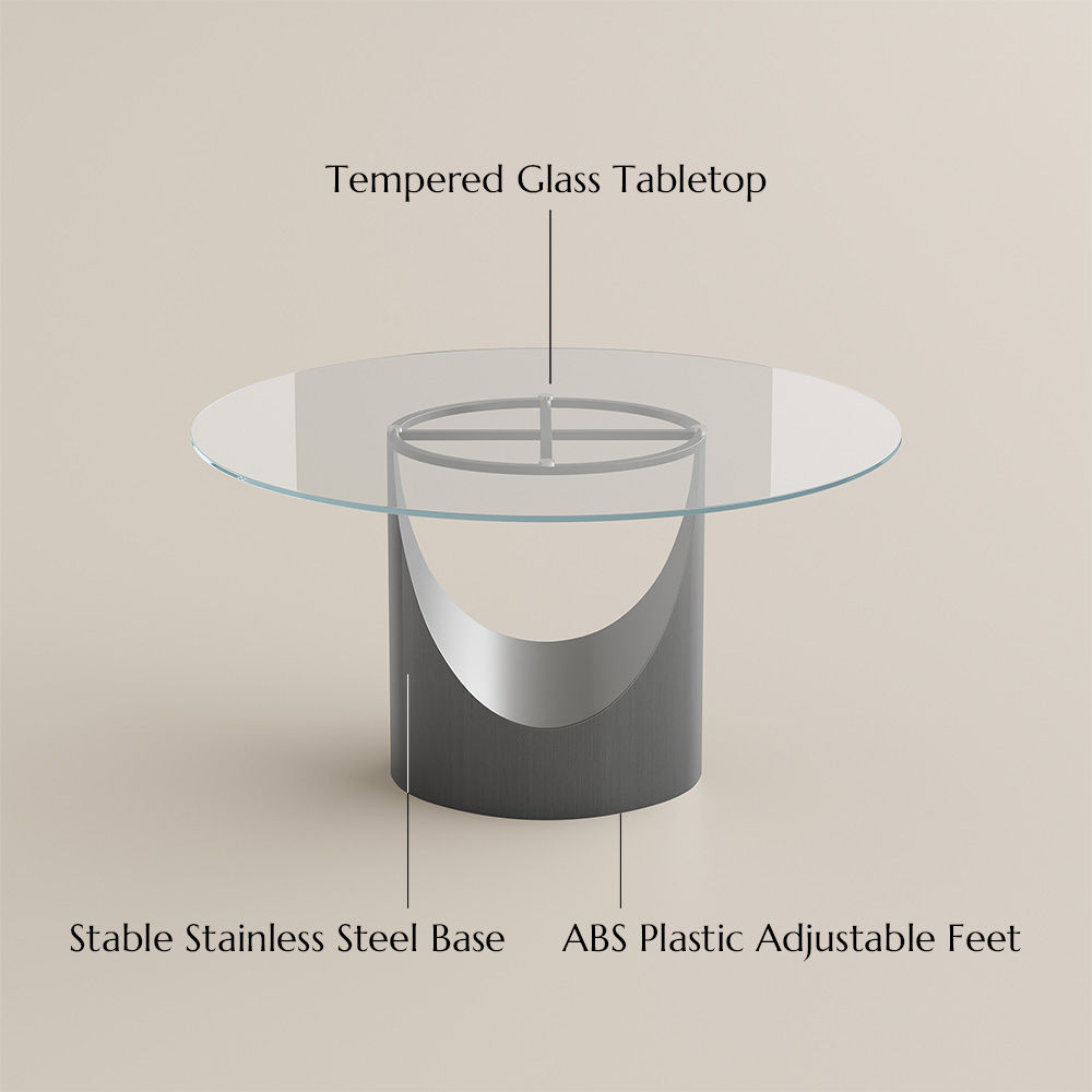 Modern Clear & Gray Tempered Glass Dining Tables