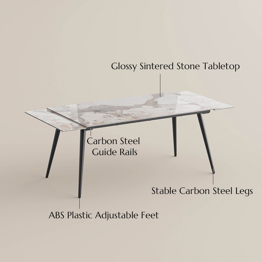 Metal Pandora Sintered Stone Extendable Dining Tables