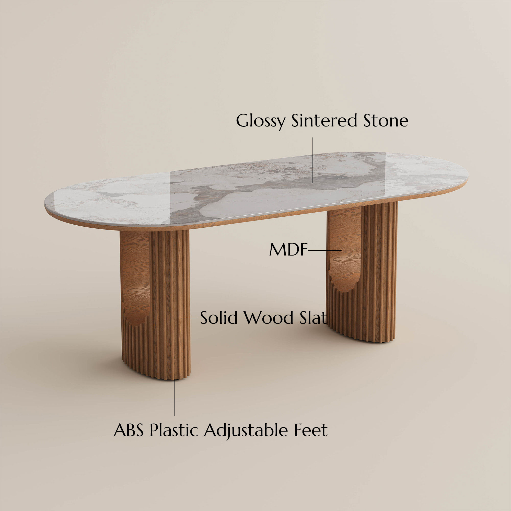 for 6 Pandora Glossy Sintered Stone Dining Tables