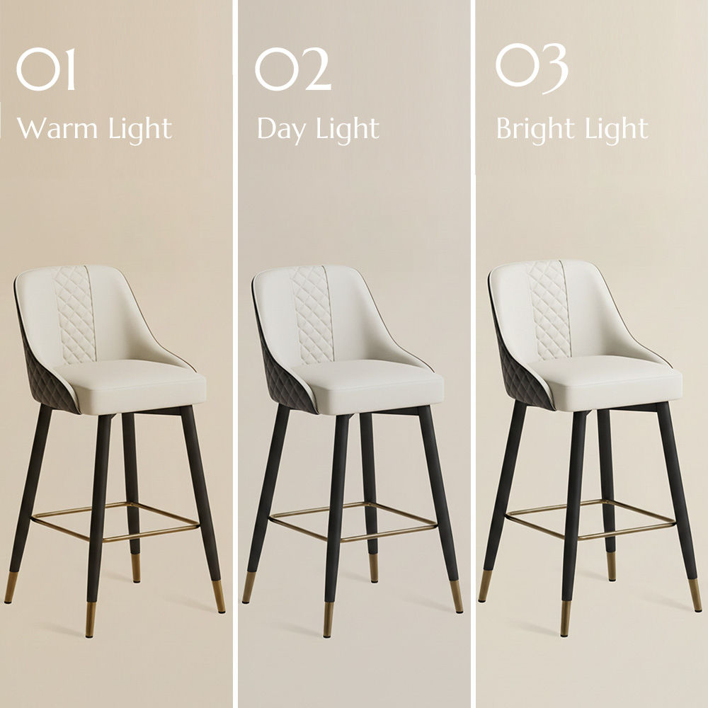 Carbon Steel Black & Light Gray PU Leather Bar Stools & Counter Stools