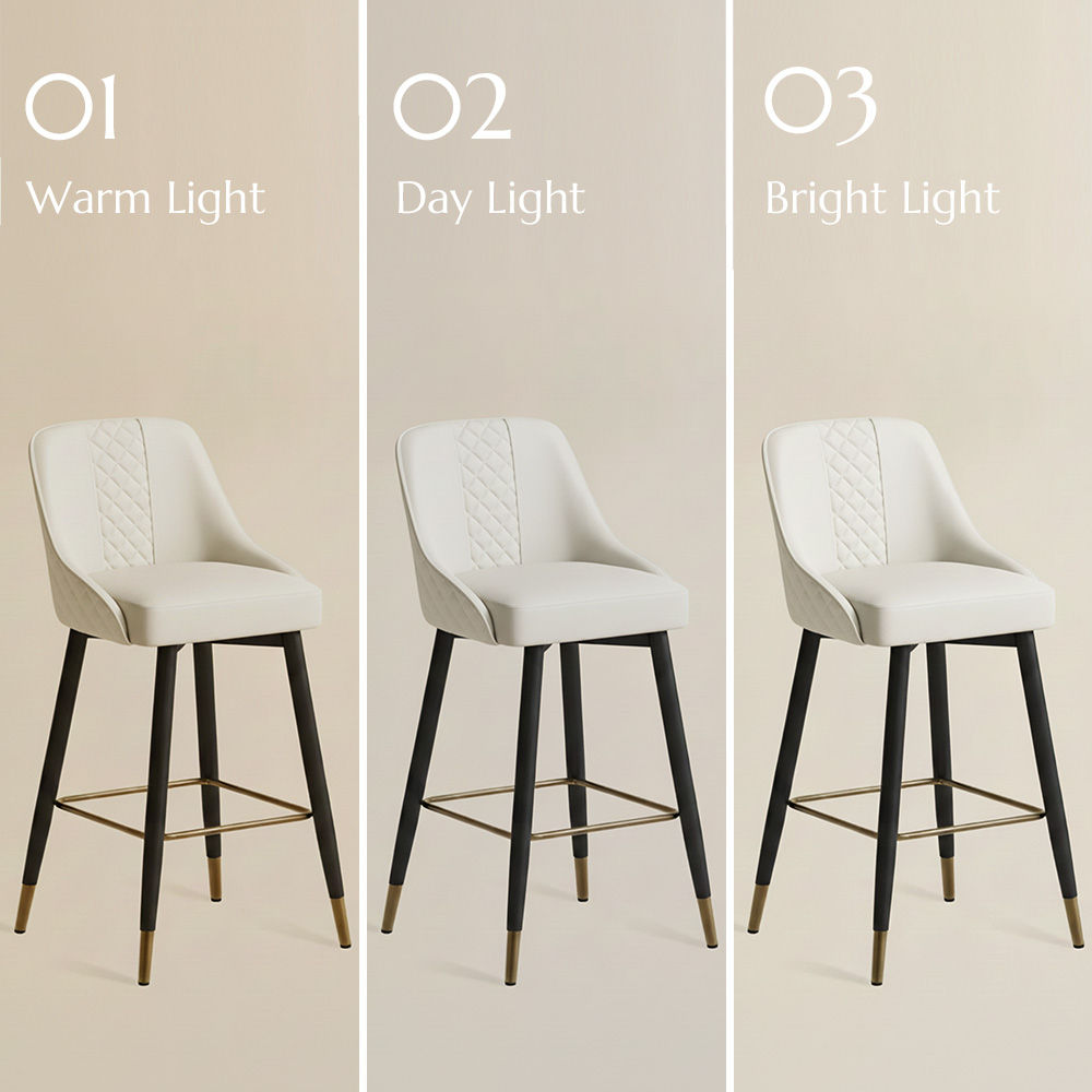 Adjustable Height Beige PU Leather Bar Stools & Counter Stools