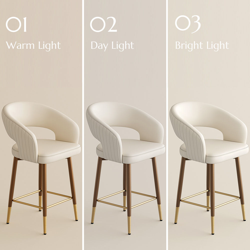 Bronze Beige & Bronze PU Leather Bar Stools & Counter Stools