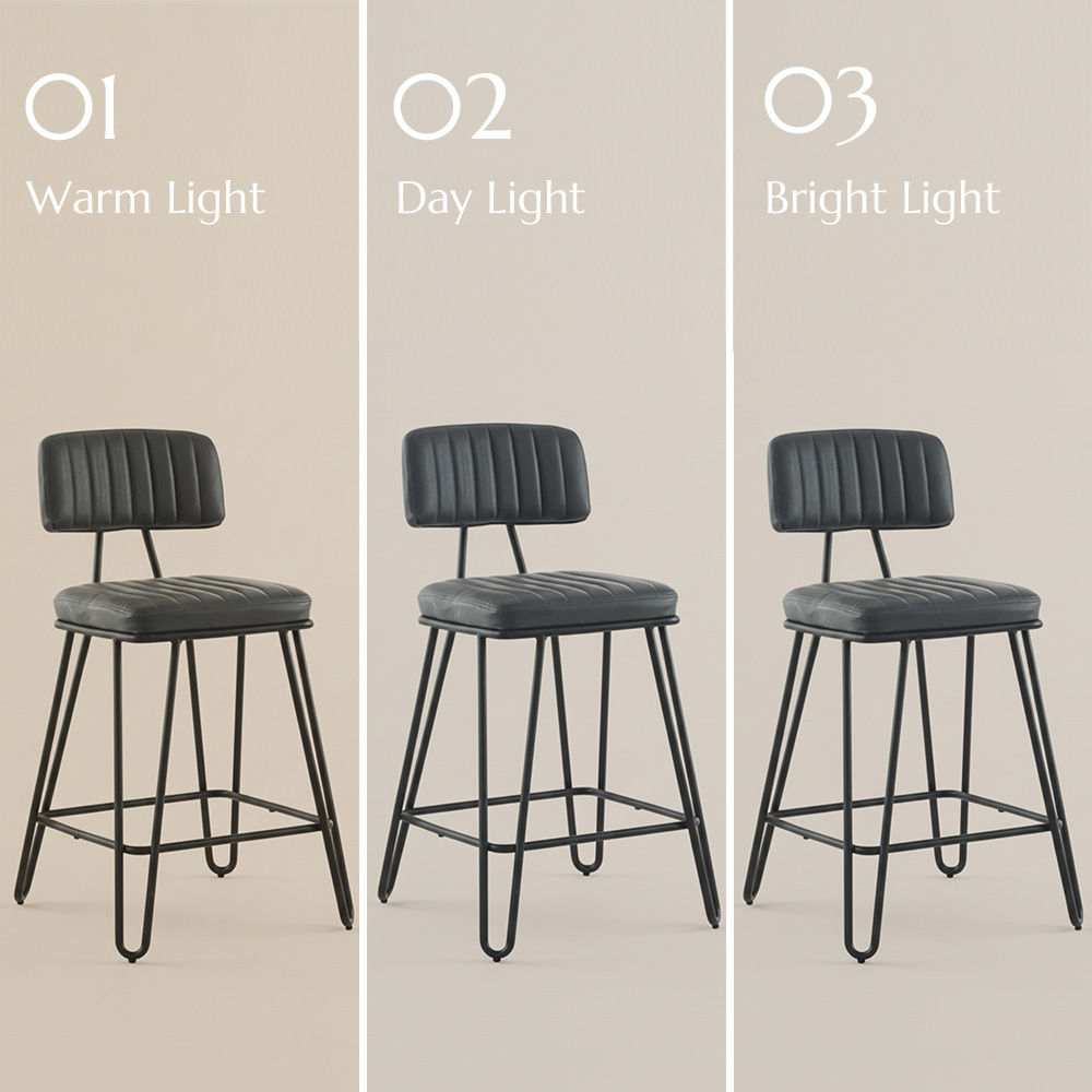 Leather Gray & Black PU Leather Bar Stools & Counter Stools