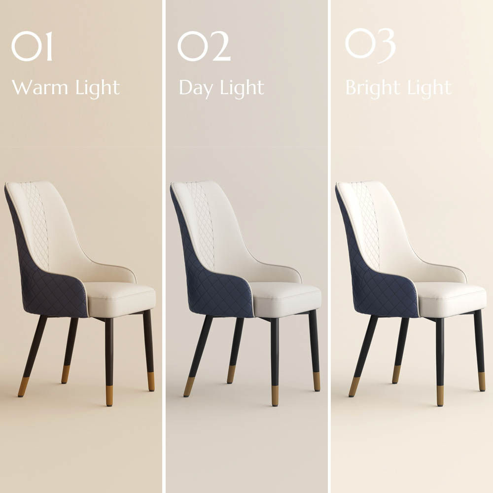 Light Gray Navy Blue & Light Gray PU Leather Dining Chairs