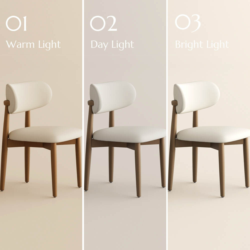 Cotton & Linen Beige & Bronze PU Leather Dining Chairs