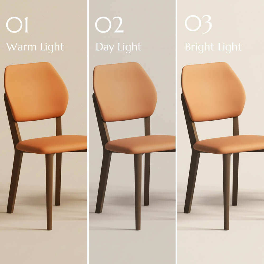 Upholstered Orange PU Leather Dining Chairs