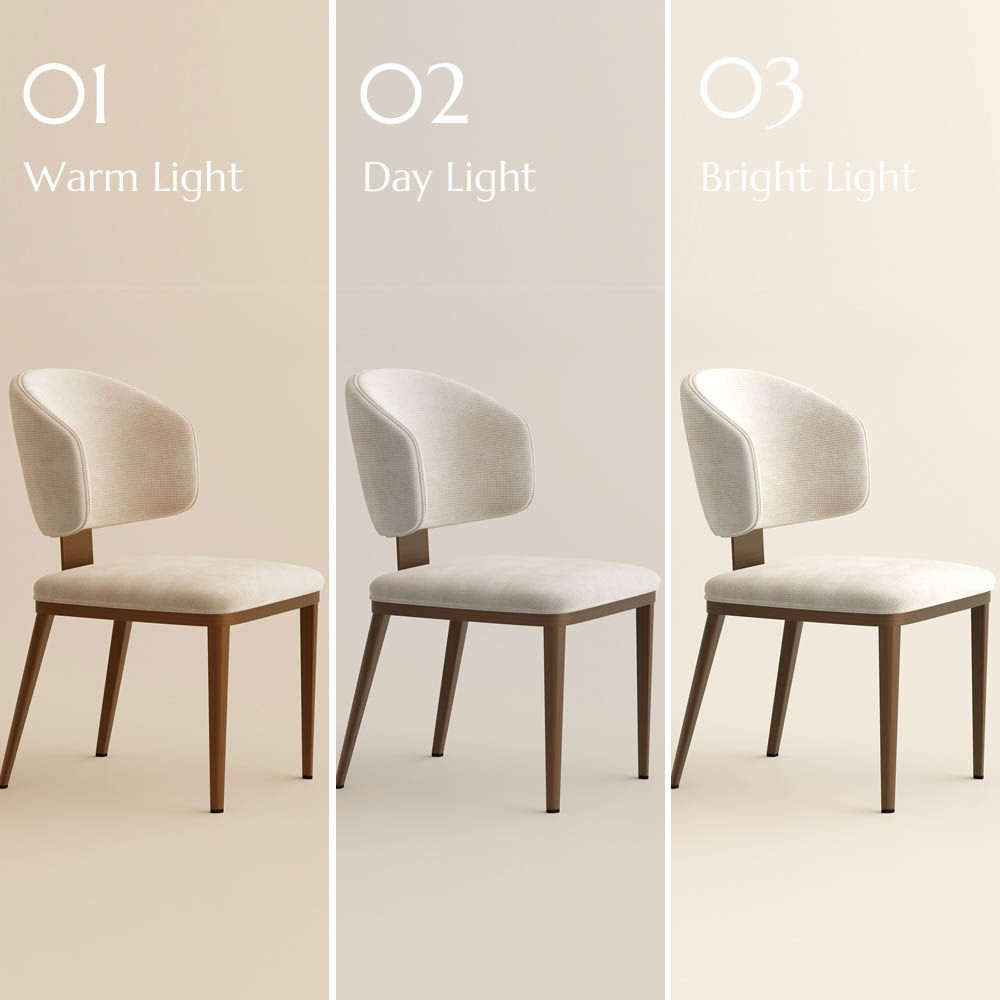 Modern Beige & Bronze Cotton Linen Dining Chairs