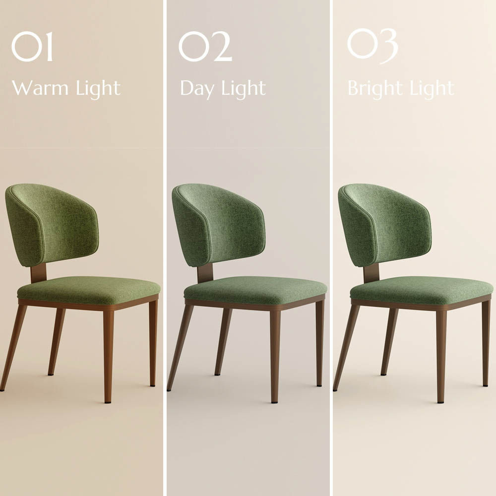 Side Chair Green & Bronze Cotton Linen Dining Chairs