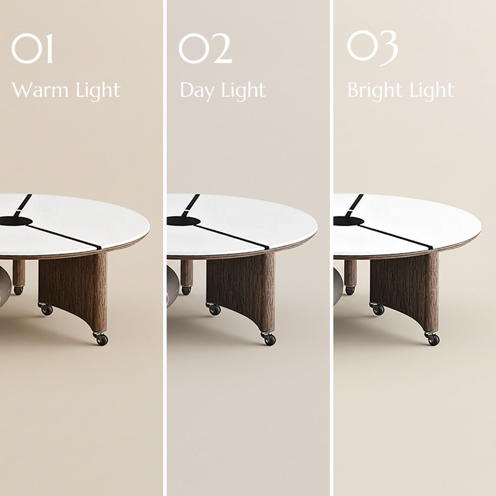 Adjustable White & Gray Glossy Stone Coffee Tables