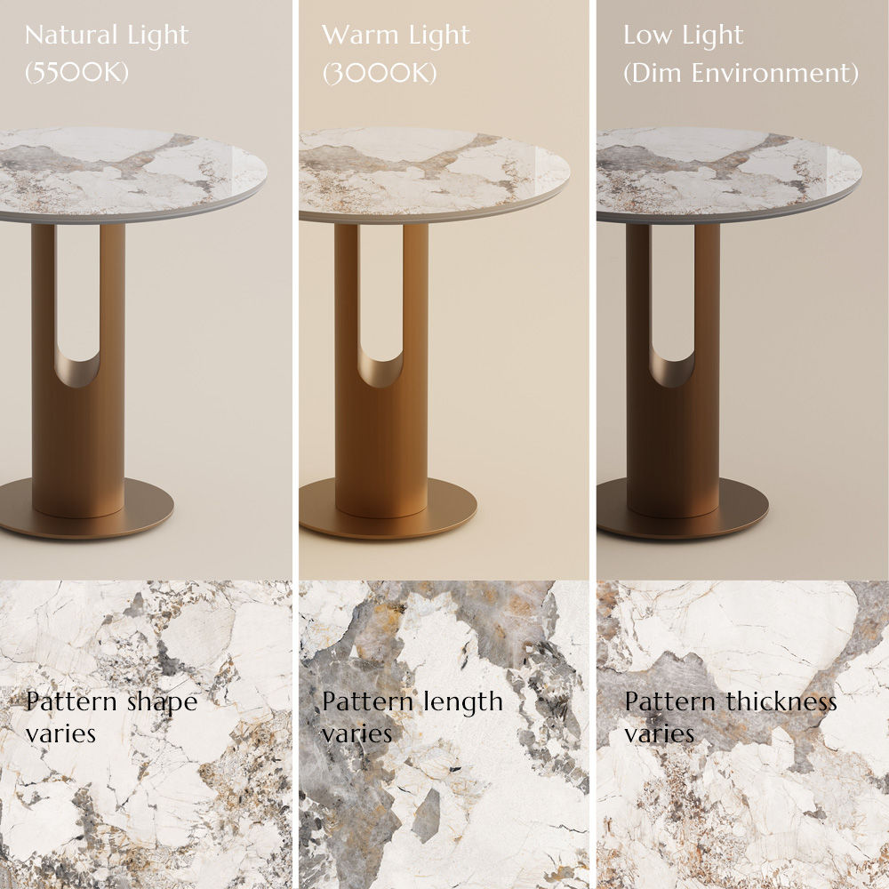 Round Pandora & Bronze Glossy Sintered Stone Small Bar & Bistro Tables