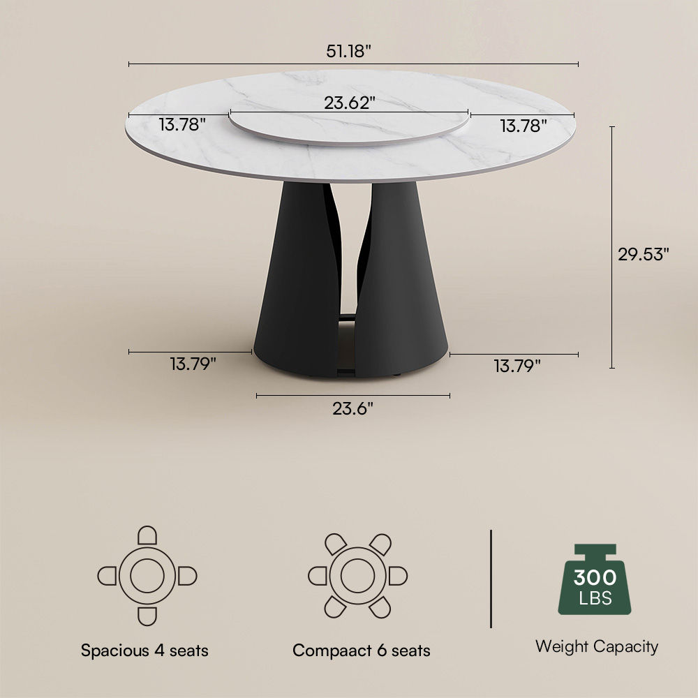Vera White Matte Sintered Stone Dining Tables