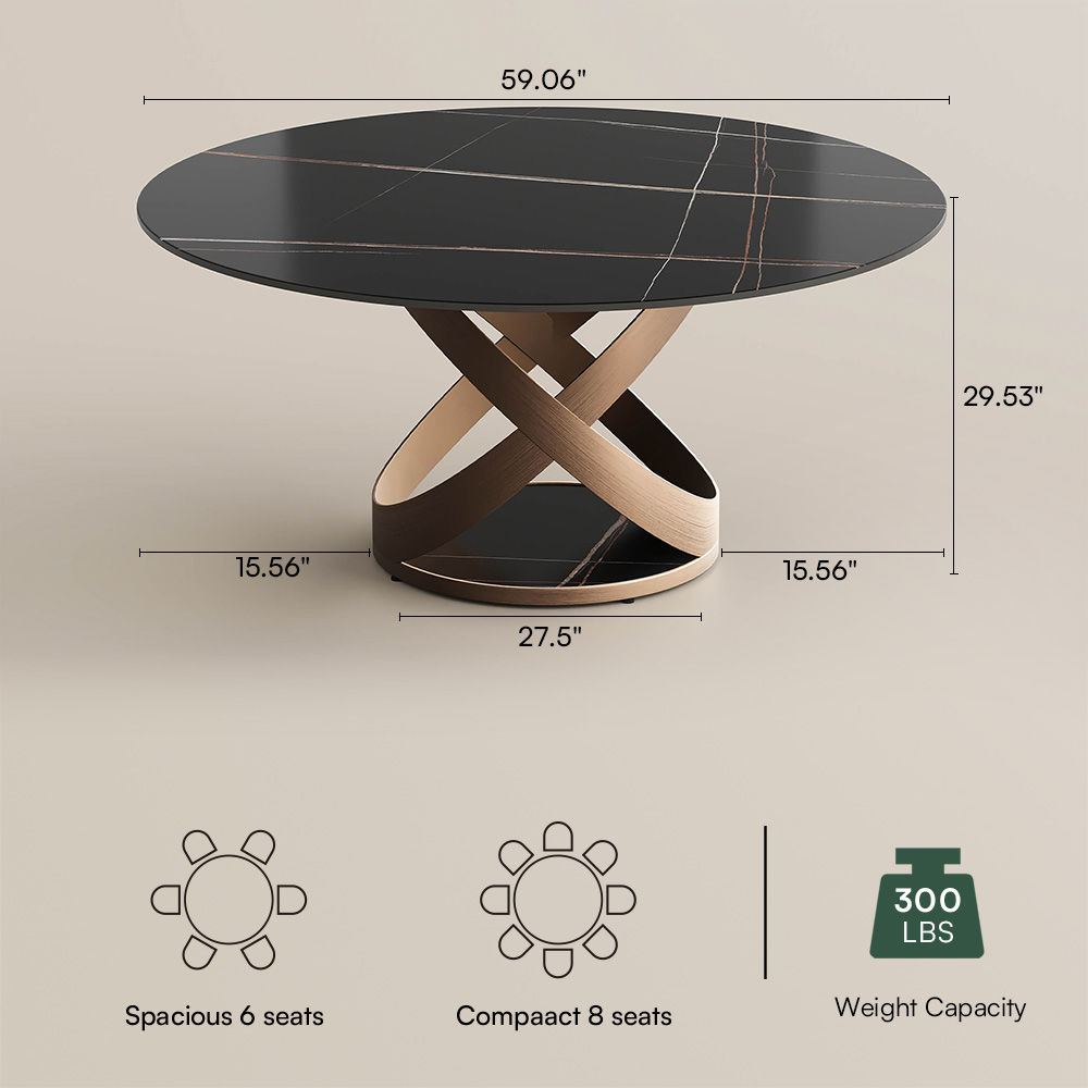 X-Shape Black Matte Sintered Stone Dining Tables