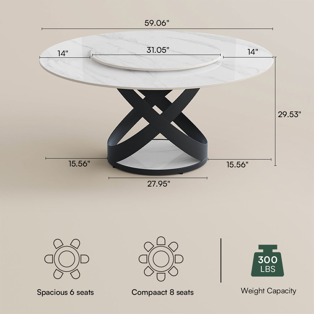 for 8 White Glossy Sintered Stone Dining Tables