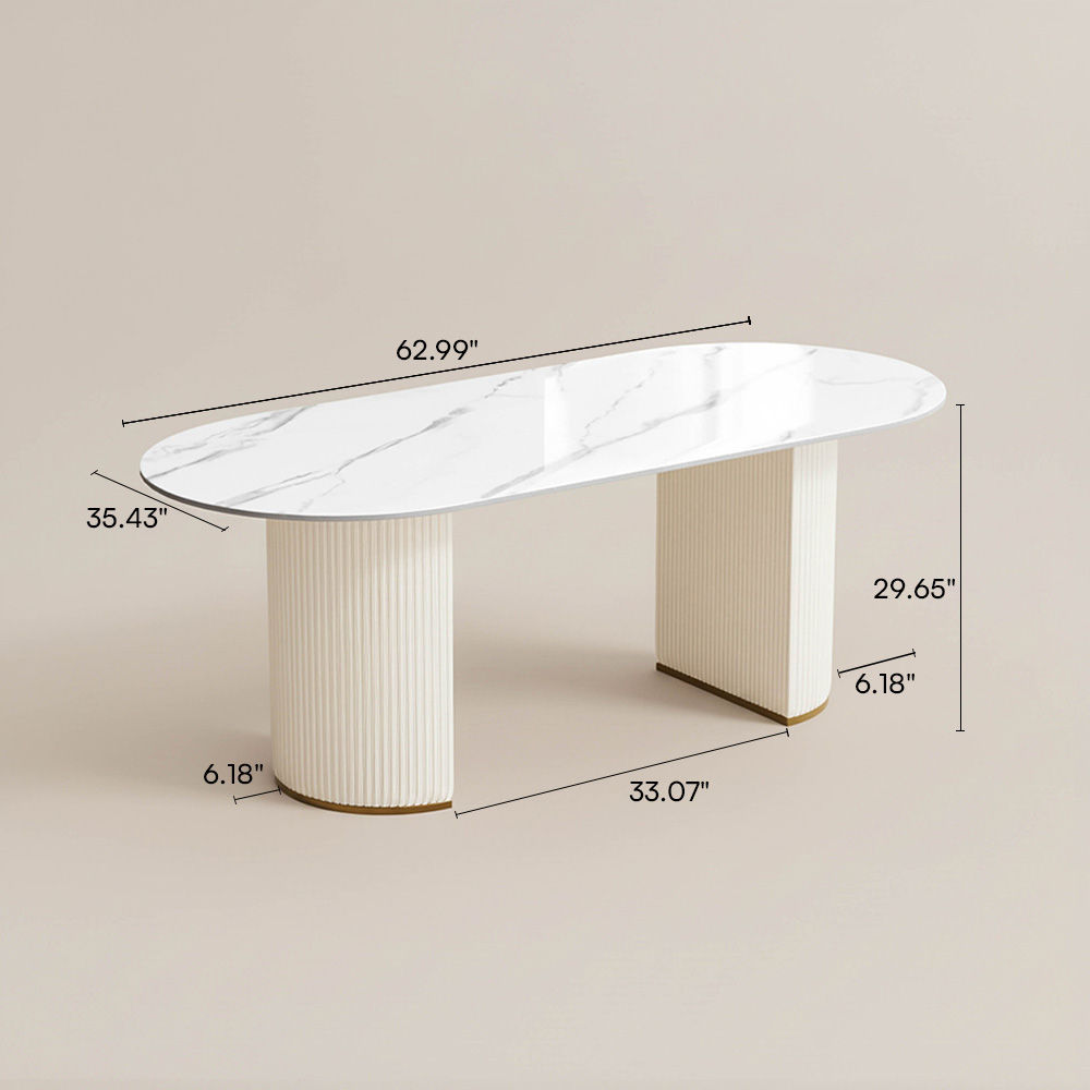 Blanc Pierre frittée brillante Tables à manger