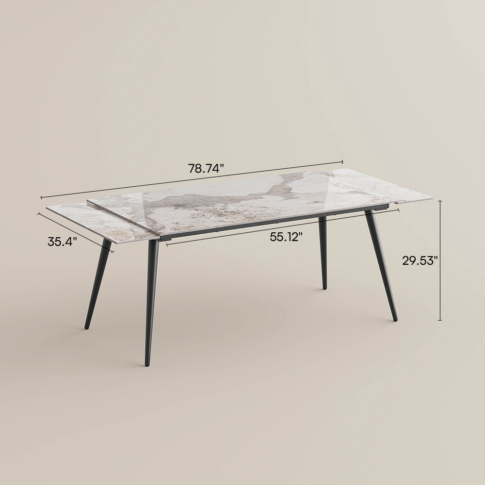 Legs White Sintered Stone Extendable Dining Tables