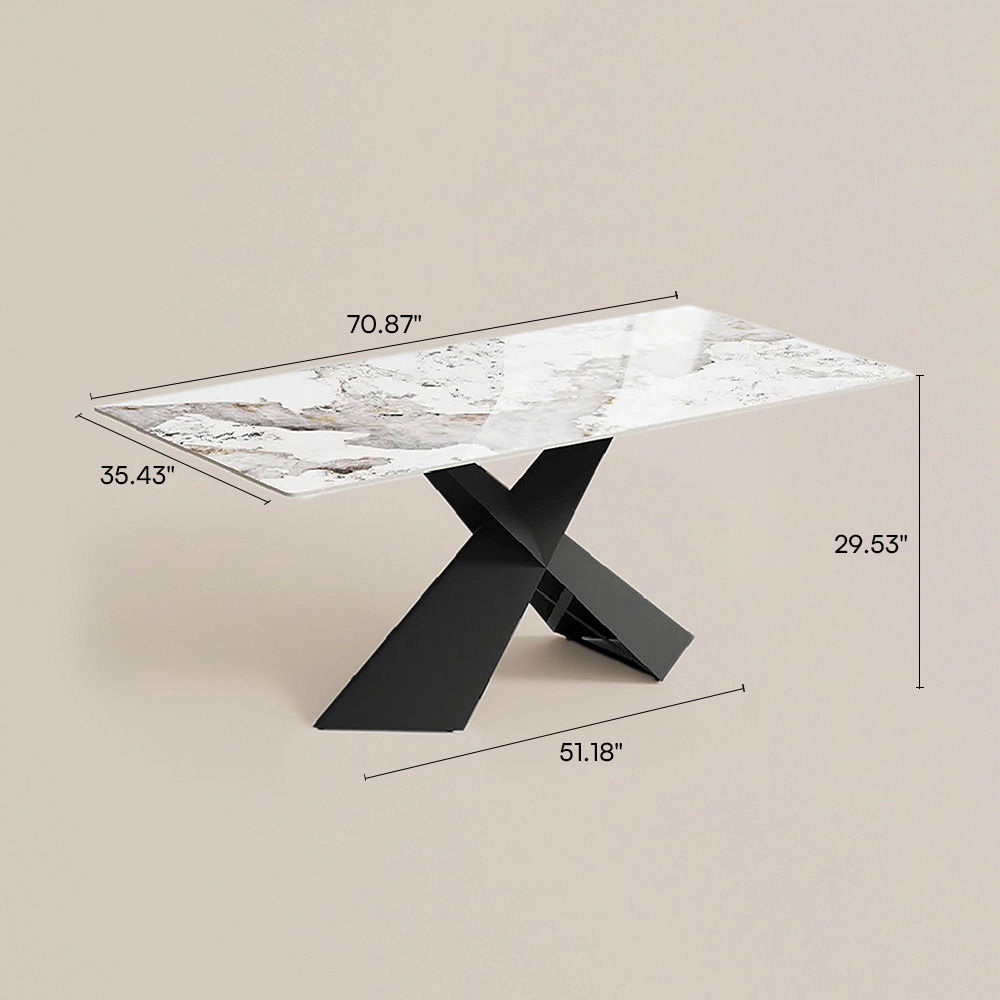Metal Base Pandora Glossy Sintered Stone Dining Tables